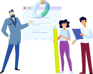 business man and woman in office illustration