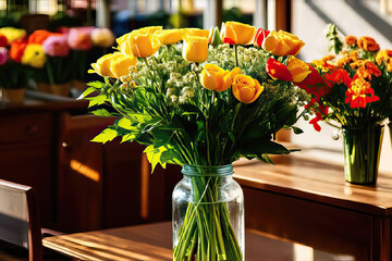 Floral bouquet flowers vase florist shop arrangement decor