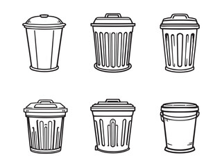 Simple line art illustration of trash can
