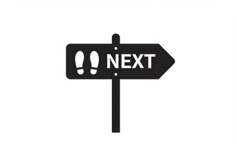 Directional sign indicating next steps with footprints