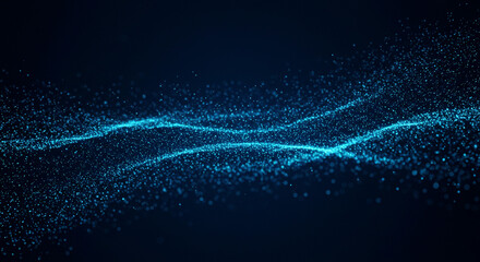 Glowing blue particles forming wavy lines against a dark blue background abstract visual effect