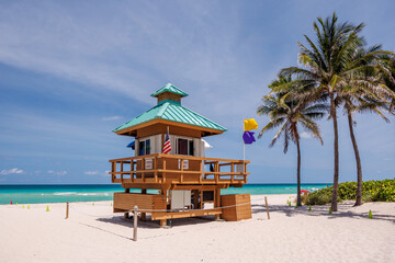 Lifeguard tower on Sunny Isles Miami Beach