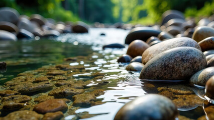 Pebbles stones waterway creek summer rocks tranquility nature