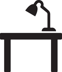 Silhouette icon of coworking desk with a lamp, symbolizing workspace allowance or shared office environment benefits.