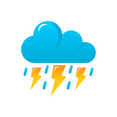 Blue cloud rain thunderstorm rainy season icon vector design