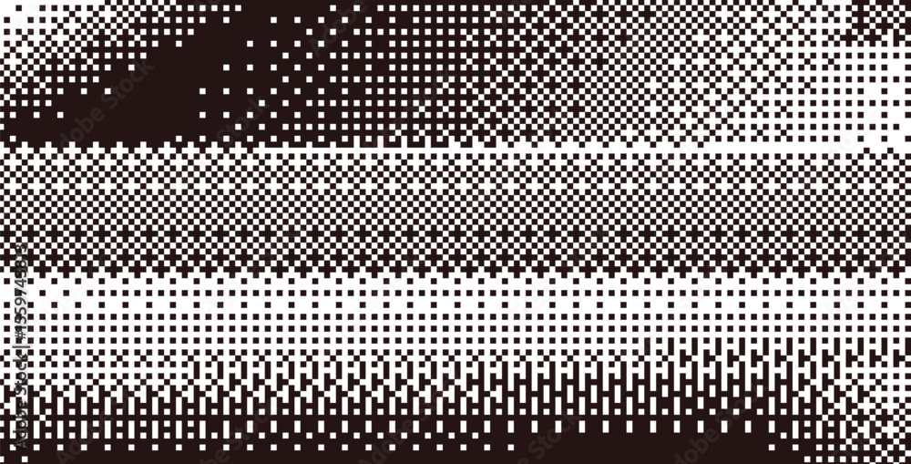 Aufkleber pixel art halftone glitch background. 8 bit pattern bitmap dither effect. black and white graphic gr
