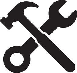 Silhouette icon of crossed wrench and screwdriver representing equipment allowance or tool benefits in the workplace.