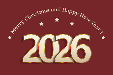 Happy New Year 2026, background for banners, greeting cards, calendars, packages, typography, covers. Vector illustration.