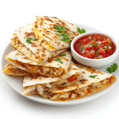 Chicken quesadilla and salsa look so tasty, making me hungry for delicious bite
