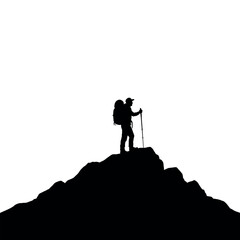silhouette of a man standing on the top of mountain