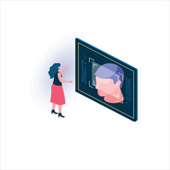 identity verification vector 3d isometric icon