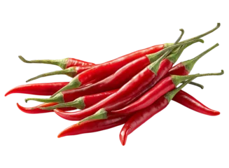 Küchenrückwand glas motiv Scharfe Chili-pfeffer Set of red hot chili peppers isolated on a transparent background in PNG format.  © jahanarabegum7973