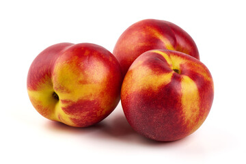 Three Nectarines, isolated on white background