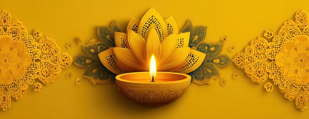 happy diwali festival yellow banner design. High quality