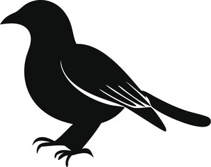 Obraz premium Realistic Bird Silhouette Vector | Black Wild Feathered Animal Clipart