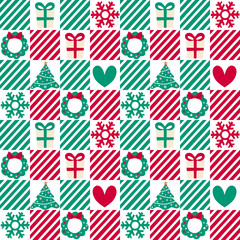 Displays a festive pattern of holiday-themed icons