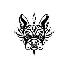 Abstract French Bulldog Logo, Tribal Style