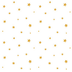 Beautiful seamless pattern with gold foil constellations, yellow stars, sky background. Watercolor digital illustration. Cute for the kids design of clothes, textile, wrappers, presents