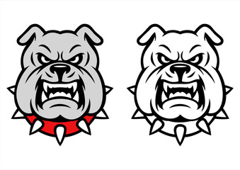 Bulldog Mascot Vector Cartoon Line Art