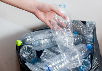 Plastic bottles waiting to be taken to recycle.