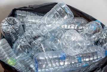 Plastic bottles waiting to be taken to recycle.