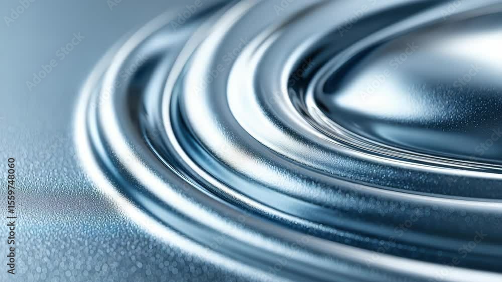 Poster abstract close-up of metallic surface with fluid ripples reflecting light, showcasing sleek textures