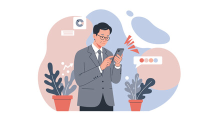 a man in a suit is using a phone