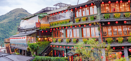 Jiufen Old Street is a narrow, winding alleyway with shops, teahouses, and restaurants that offers tourists a view of traditional Taiwanese life.