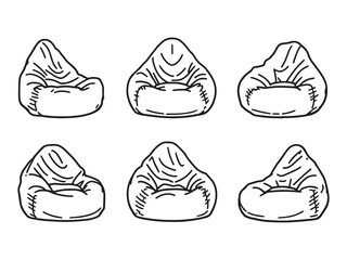 stylish bean bag lounge chair vector line drawing