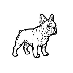 Vintage French Bulldog Badge Logo, Thick Ink-style Outlines