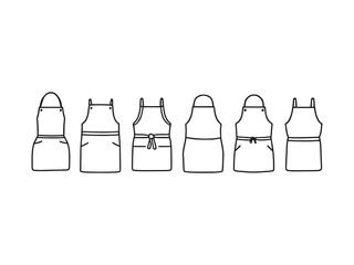 stylish cooking apron minimalistic line art illustration
