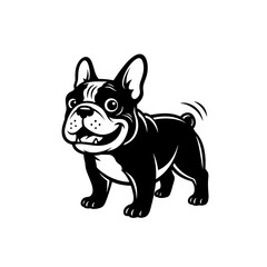 French Bulldog Mascot Logo, Bold Cartoon Lines, Black and White Vector Art