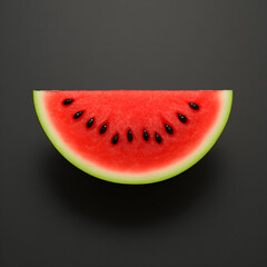 Fresh Watermelon Slice with Seeds on Dark Background Healthy Summer Fruit.