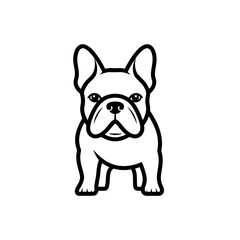 French Bulldog Logo, Minimal Details, Strong Outline