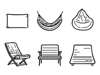 stylish floor lounger vector outline clean drawing concept