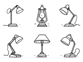 stylish desk lamp linear icon vector artwork