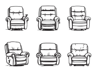stylish home recliner furniture vector line art graphic