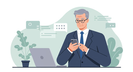 a man in a suit and tie is using his phone