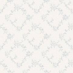 French Toile Floral  Light Blue pattern