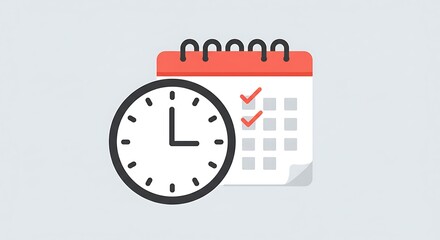 Obraz premium Deadline Reminder: Clock and Calendar with Checkmarks