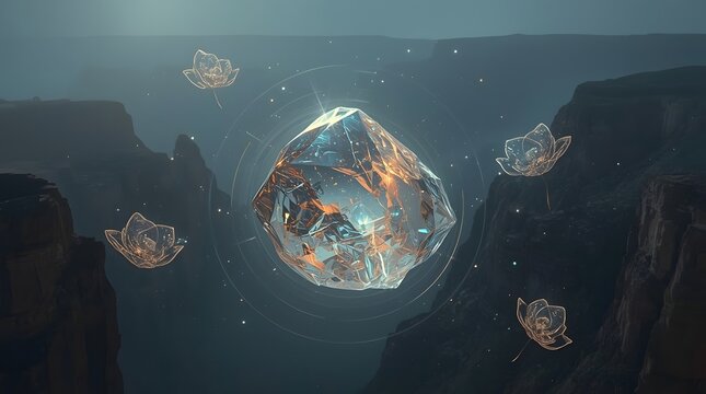 Futuristic Crystal Ball in Desert Canyon