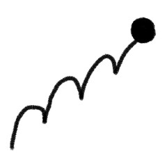 Bouncing ball going upward with curvy lines, concept of success, target, and goal 