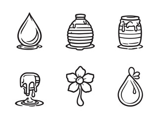 Sweet natural honey dripping in simple line art style