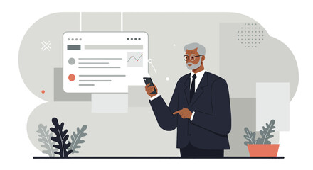 a man in a suit is standing near a whiteboard with a check list on it