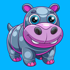 animal, cartoon, pig, hippo, illustration, vector, hippopotamus, pink, cute, mammal, farm, fun, funny, safari, wildlife, happy, character, smile, baby, wild, zoo, drawing, art, comic, pet