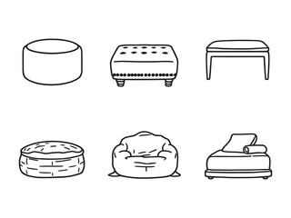 Traditional ottoman seat vector in clean outline style
