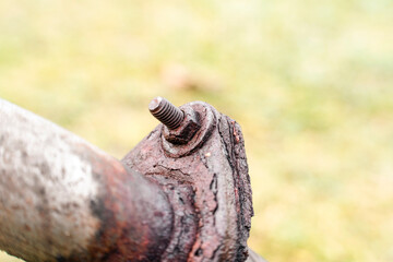 Corroded rusty bolt industrial background