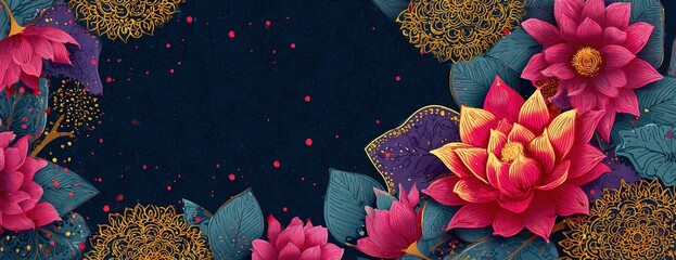 indian festival happy diwali banner with floral design. High quality