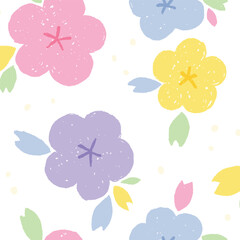 vector doodle pastel flower blossom seamless pattern