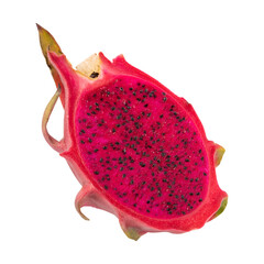 Fresh ripe red dragon fruit slice isolated on transparent background